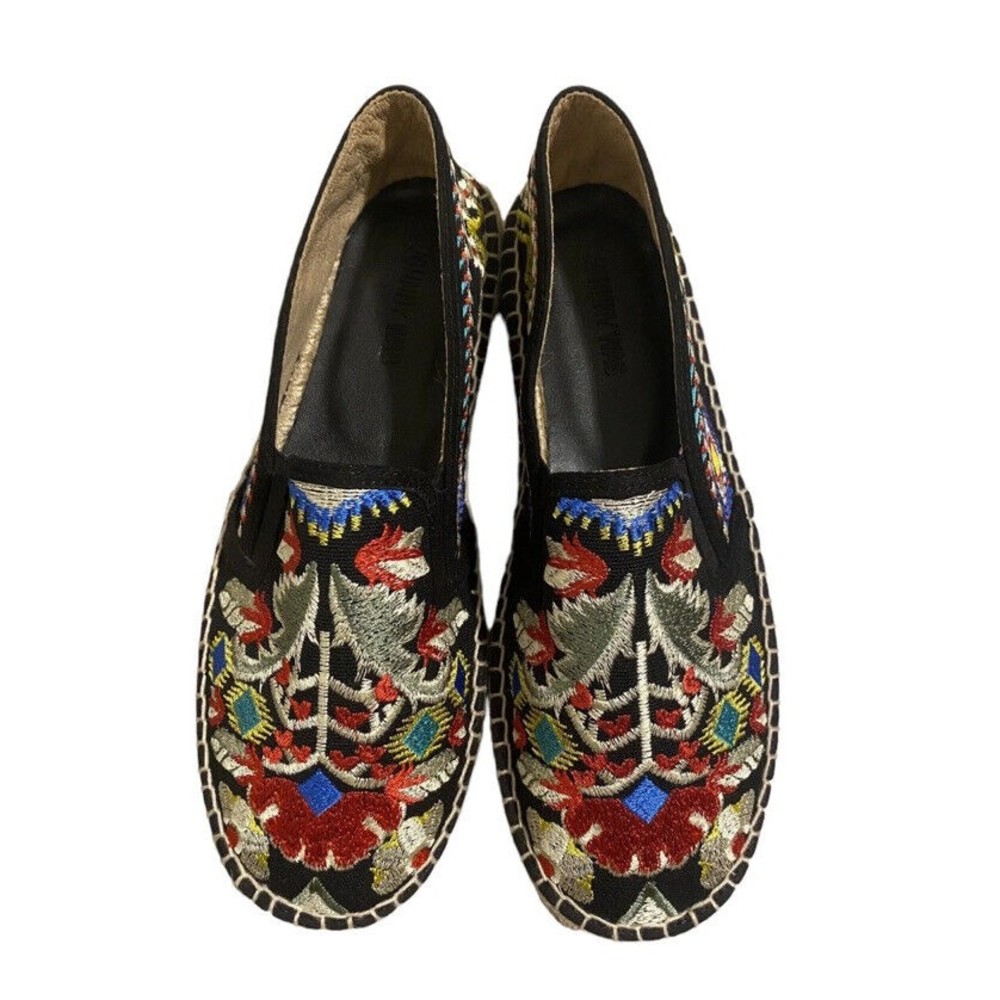 Johnny Was Size 10 Catopsia Embroidered Espadrille Slip On Sneakers EU 41 Boho